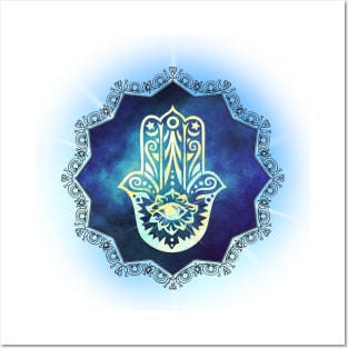 Midnight Sky Hamsa Hand Posters and Art